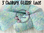 3" Aqua Turquoise Chunky Glitter Lace Ribbon
